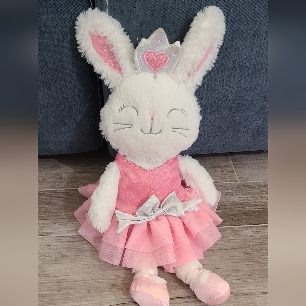 Animal Adventure Ballerina White Bunny Rabbit  Pink Tutu 18” Soft Plush